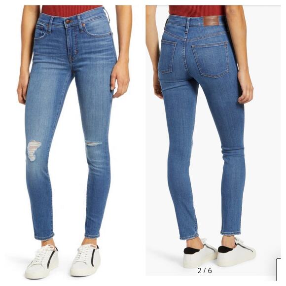 Madewell Denim - NEW Madewell Mid Rise 9-inch Skinny Jeans Distressed Stretch Women's Size 27/4